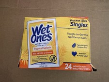 Pack Of 6 Wet Ones Antibacterial Hand  Face Wipes Tropical Splash 24 Ct Boxes