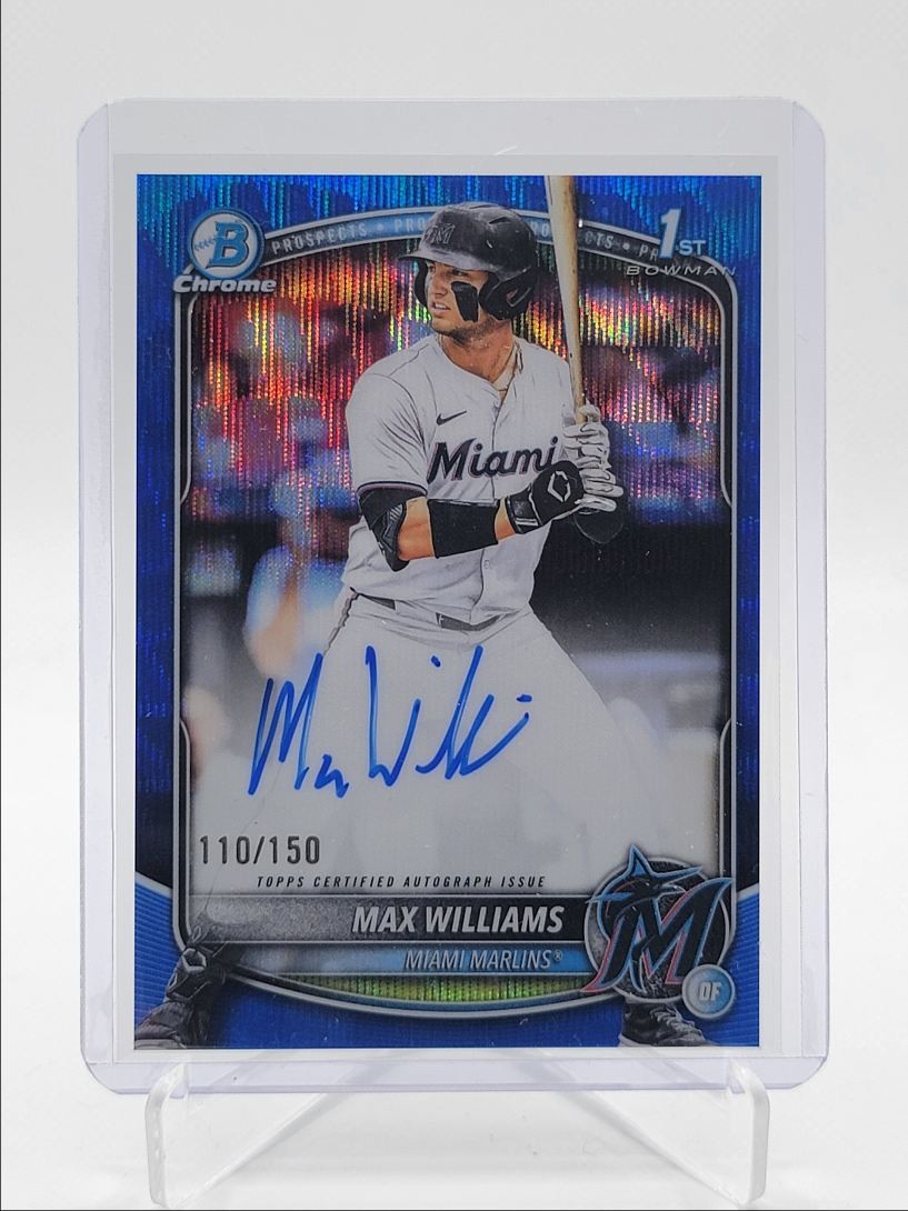 MAX WILLIAMS 2025 BOWMAN CHROME DRAFT 1ST BLUE WAVE MARLINS AUTO /150 Q4450