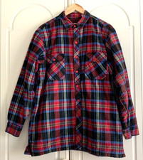 Vintage Falco blau/rot dick kariert Flanell gesteppt über Hemd Jacke Größe Medium