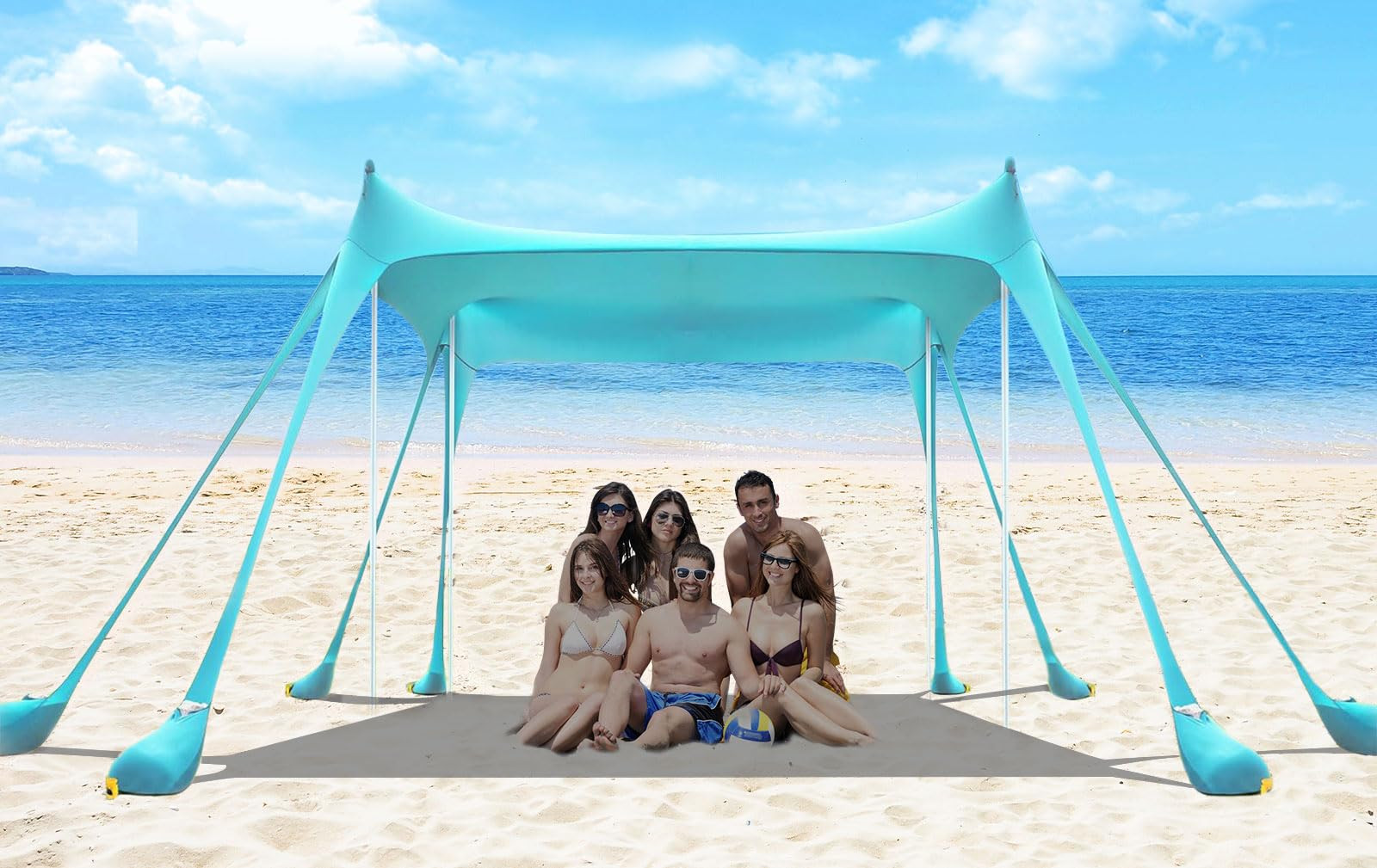 Beach Tent Sun Shelter Portable Pop Up Beach Sun Shade Canopy 11x11 FT UPF80+...