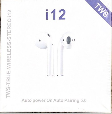 i12 Earbuds TWS True Wireless Earphone Stereo Auto Pairing 5.0+EDR/BLE - Sealed