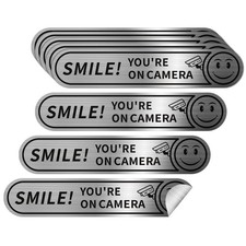 8 pieces Smile You're On Camera Stickers for Cars, Brushed Silver 24 Hour Vid...