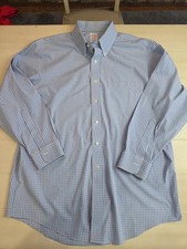 Brooks Brothers Button Up Shirt Men's 17-33 Blue Plaid 100 Supima Cotton