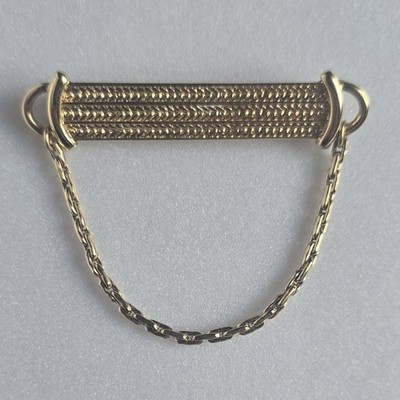 Vintage MONET Brosche mit Kette Goldfarben 70er Bar Brooch signiert