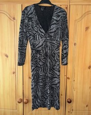 Primark Ladies Size 6 Black & Silver 3/4 Sleeve Mini Dress