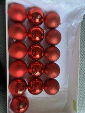 Set Of 16 Red Christmas Shatterproof Ornaments: Matte, Glittery  Glossy Finish