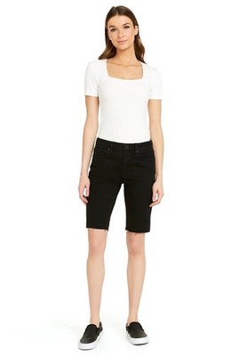 Buffalo David Bitton Women's Ella Jean Biker Shorts in Black-Size 28