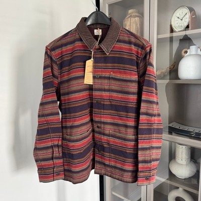 Faherty High Ridge Twill Night Time Fire Stripe Jacket XXL NEW Barn Chore Coat