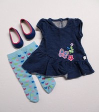 American Girl Bitty Twins 2013 Garden Play Outfit Butterfly Dress Tights Shoes