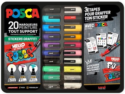 POSCA Pigmentmarker ''STICKERS GRAFFITI'' 20er Metallbox