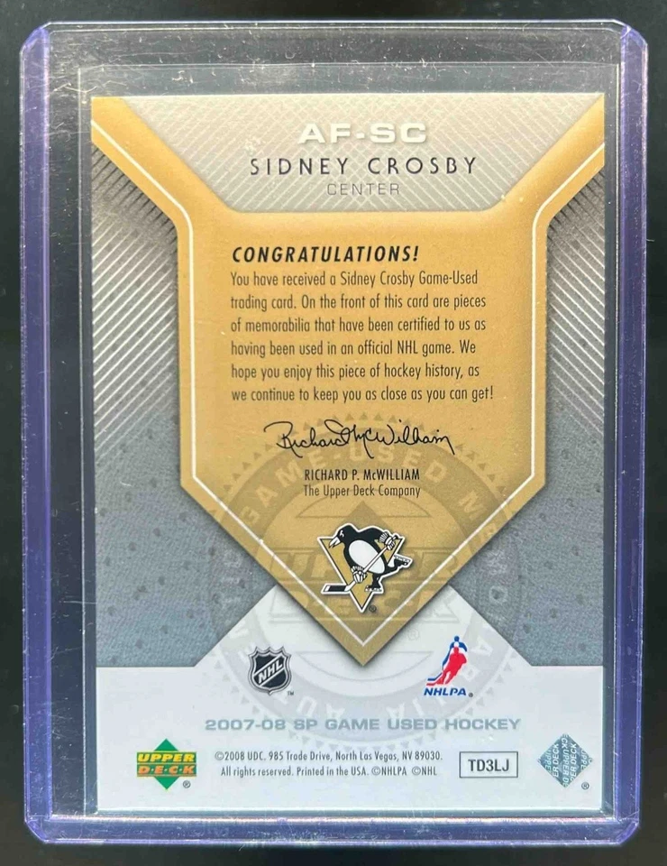 2007-08 SP Game Used Sidney Crosby Authentic Fabrics Jersey #AF-SC Penguins - Image 2 of 2