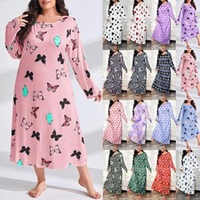 Womens Loungewear PRINTED Nightie Dress Long Robes Nightwear Sleepwear PLUS SIZE