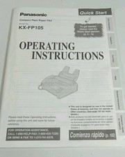 Panasonic Fax Machine KX-FP105 Manual Operating Instructions