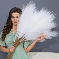FOTEEWL 8 PCS Faux Pampas Grass Decor 38"/3.1FT Tall Fake Pompas Floral Large...