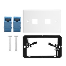2X(Ethernet Wall Plate with Low Voltage Mounting Bracket,Single Gang 2 Port8667