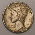 1936 S Mercury Winged Head Dime 10 Cents Silver Coin XF Tone