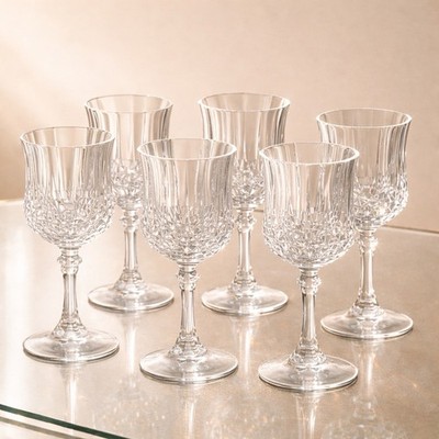 Cristal d Arques France 1980s Longchamp Set Of 6 Crystal Water Goblets, 3x7.25 