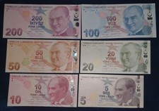 6 x Banknote T&uuml;rkei 9.Emissionen UNC
