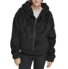 Calvin Klein Performance Women's Sherpa Zip-Front Hoodie Black XXL