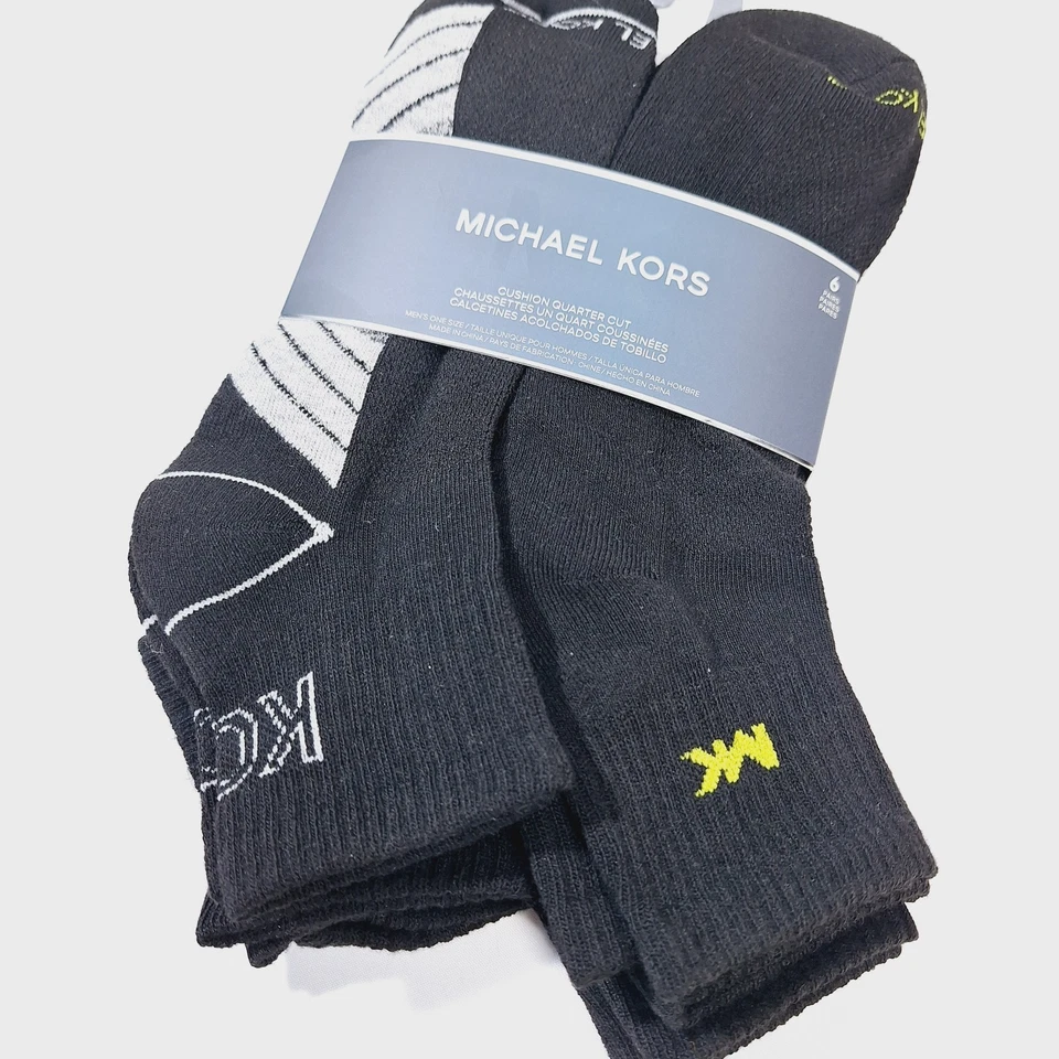 Calcetines Michael Kors Hombre 6 Pares Talla 6.5-11 Gris Negro Corte Cuarto NUEVO Deportivo Foto 3 de 4