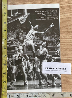Wilt Chamberlain #13 Basketball Game Dunk Action Scene Book Photograph