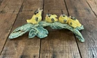 Vintage STANGL Pottery Birds Goldfinches Mom & 3 Baby Birds On Perch 12.5”