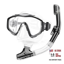 Snorkeling Gear for Adults,Dry-Top Snorkel Set with Tempered Black Transparent