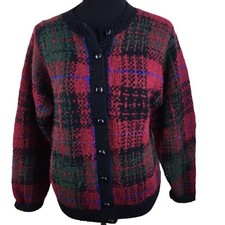 Woolrich vintage 100 wool plaid button cardigan size M