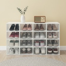 20Pcs Home Stackable Clear Plastic Transparent Shoe Box Storage Organizer