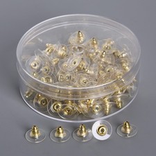 Gold Silver Bullet Clutch Stud Earring Backs Stabilising Safety Plastic UFO Stop