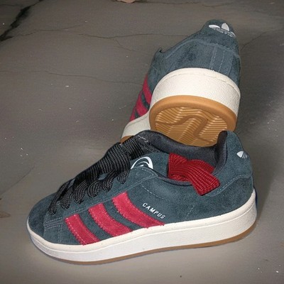 Men's Adidas Originals Black Red Leather Campus 00s Sneakers JH8059 sz 4