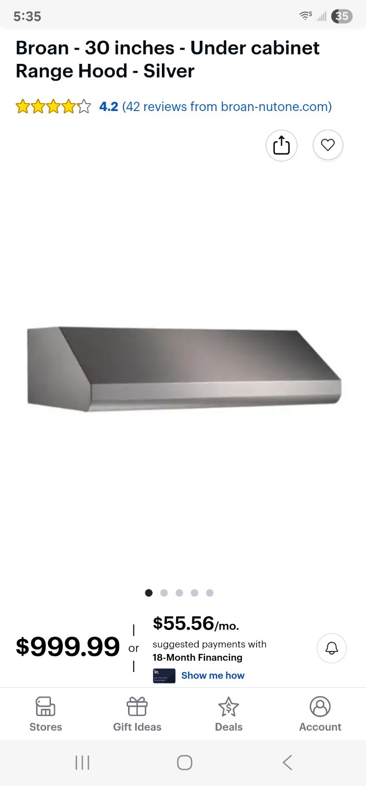 Broan Elite 30 inch range hood under cabinet E6430SS 600CFM
