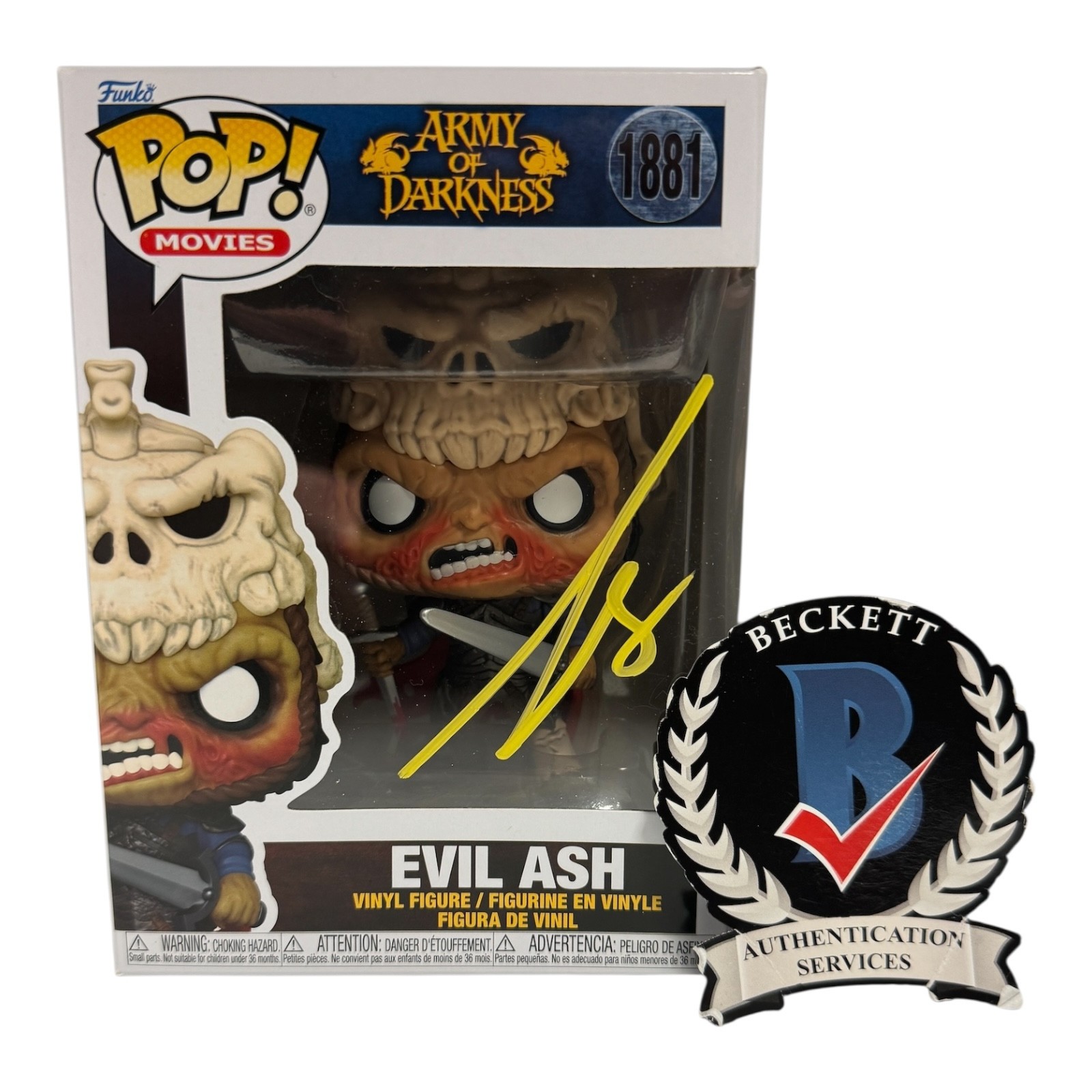 Bruce Campbell Signed Autograph Army Of Darkness Funko Pop 1881 Beckett Evil Ash