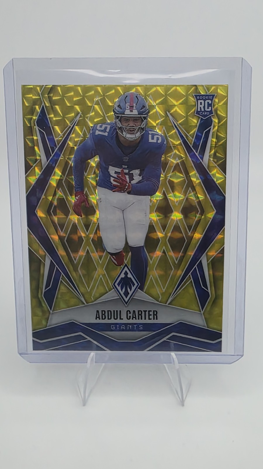 2025 Panini Phoenix Abdul Carter RC Yellow Pyramids #177 Giants Serial /185