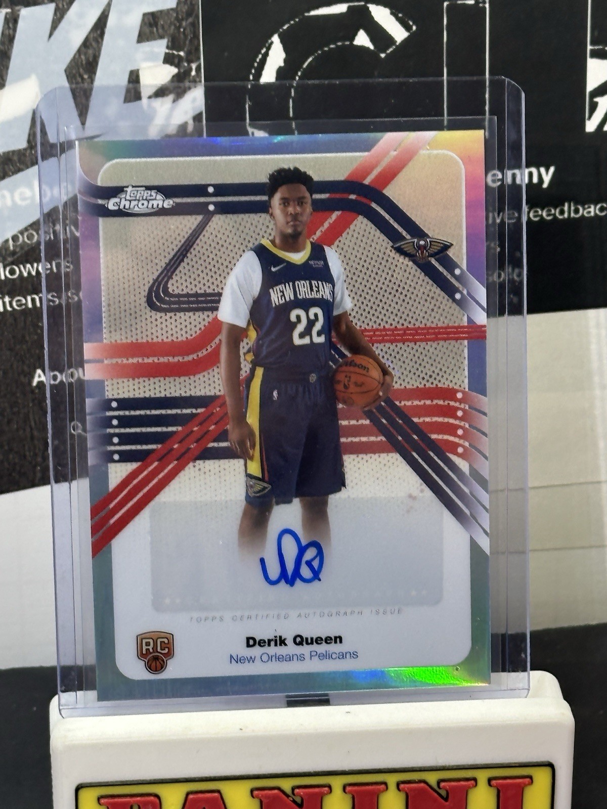 2025-26 Topps Chrome Derik Queen #ns-dq AUTO Next Stop Pelicans RC Refractor