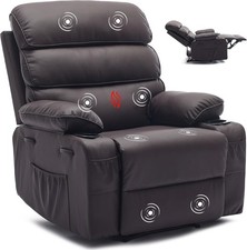 PU Leather Extra Manual Recliner for Adults w/ Massage  Heat Wide Comfort Chair
