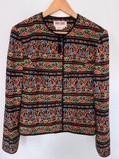 Vintage silk jacket, multi-color flower pattern