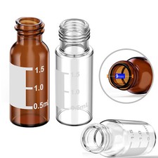 2ml HPLC Clear/Amber Borosilicate Glass Vials Write Patch 9-425 Screw Thread GC