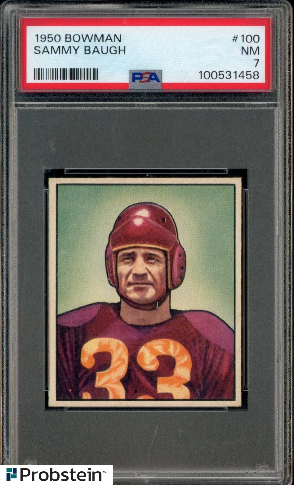 1950 Bowman Football #100 Sammy Baugh Washington Redskins HOF PSA 7 NM