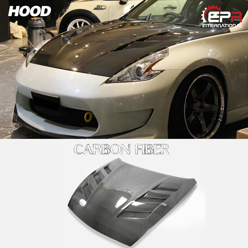 HOOD HOOD カモパンツ For 09 Onwards 370Z Z34 AMS Style Carbon Fiber Vented Hood