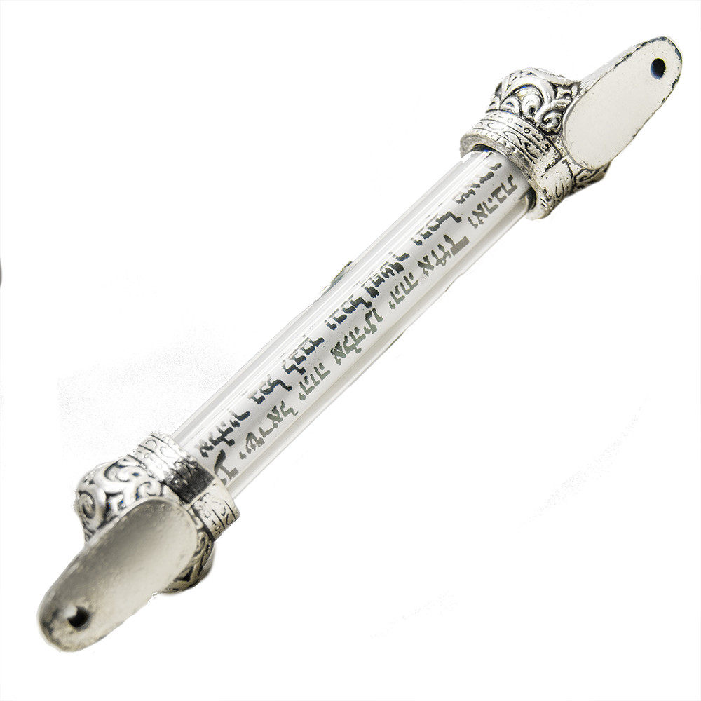 Mezuzah Glass Door Silver Judaism Prayer from Jerusalem Non Kosher