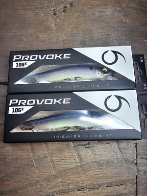 2 Provoke 106x Premier Jerkbaits Ghost Bone Minnow 1/2oz 6th Sense Fishing Bait