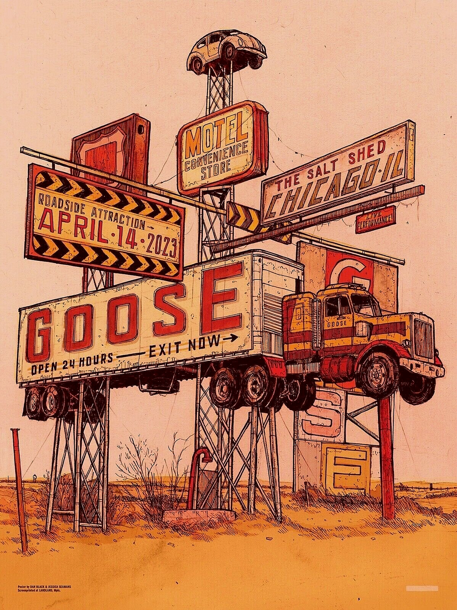 AUTHENTIC GOOSE Salt Shed Chicago N1 2023 Poster WEBORANGE VARIANT