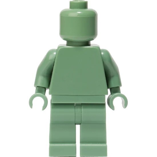 Figurine LEGO Monochrome Sand Green d'exposition - Modèle de collection premium vert sable