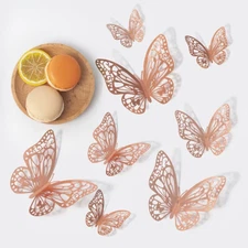12Pcs 3D Hollow Butterflies Wall Stickers on the Wall for Wedding Decoration Chi