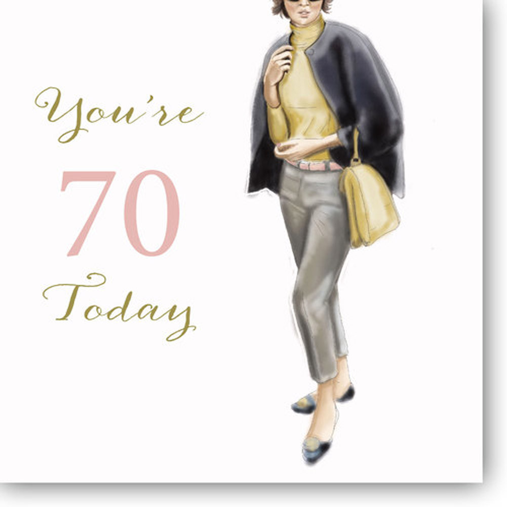 Happy 70th Birthday Blank Greeting Card Woman by Mary Kirkham
