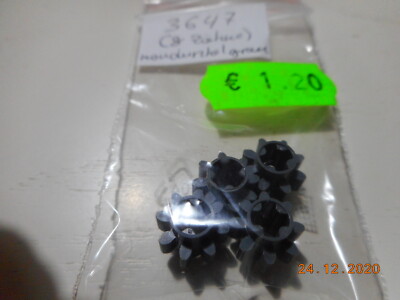 5 x Lego 3647 Zahnrad, klein, 8 Zähne (alt) neu-dunkelgrau