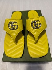 Gucci Marmont GG Padded Chevron Matelasse Leather Thong Sandals Size EU40 920