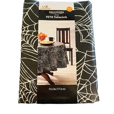Way to Celebrate Halloween Spider Web 70in Round PEVA Vinyl Tablecloth