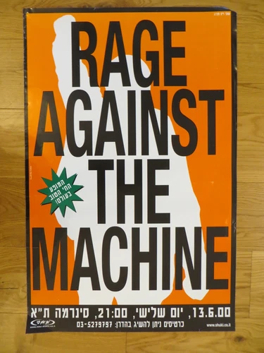 Rage against The Machine Original Israel 2000 Tour Promo Poster Ultra Rare!!